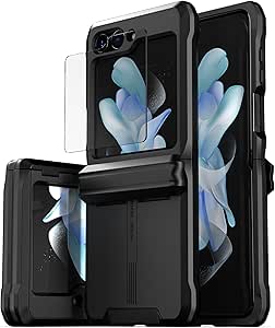 CaseBorne V Compatible with Samsung Galaxy Z Flip 5 Case - Rugged Protective Case with Semi-Auto Hinge Cover and Tempered Glass Screen Protector, [Made of 100% Recycled Materials]