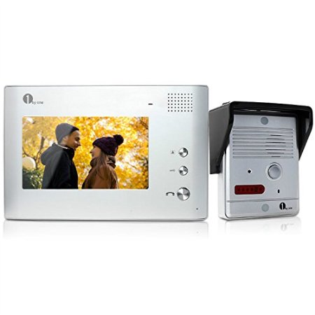 1Byone 7 Inch Color LCD Screen Video Doorbell and Home Security Camera Monitor Intercom System with 90 Degrees Wide Visual Angle