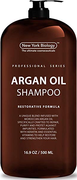 100% Natural Moroccan Argan Oil Shampoo – Huge 16 OZ – Moisturizing & Volumizing Professional Series Restorative Formula –– Infused with Keratin & Sulfate Free