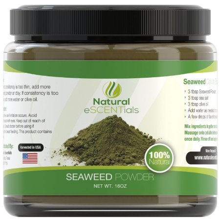 Seaweed Powder - HIGH QUALITY Organic Kelp Powder ★ Perfect Cellulite Treatment ★ FREE Recipes Included - Fresh Norwegian Ascophyllum Nodosum Harvested in USA from the Atlantic Ocean - Kosher Certified - 100% Organic - Perfect For Body Wraps, Scrubs, Facials - Satisfaction Guarantee - 1LB
