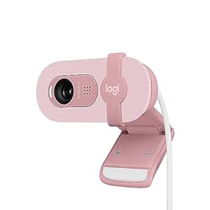 Logitech Brio 100 Full HD Webcam for Meetings and Streaming, Auto-Light Balance, Built-in Mic, Privacy Shutter, USB-A, for Microsoft Teams, Google Meet, Zoom and More- Rose