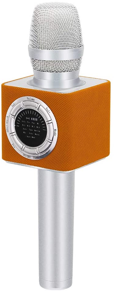 BONAOK 2020 Upgraded Wireless Bluetooth Karaoke Microphone with LED Screen, Portable Rechargeable Mic and Speaker for Kids & Adults for Android/iOS All Smartphones/PC/TV (D17 Orange)
