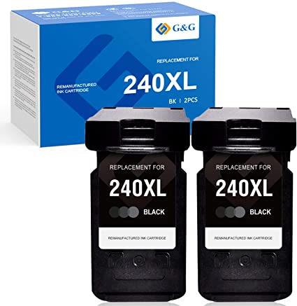 G&G Remanufactured Ink Cartridges Replacement for Canon 240XL 240 XL PG-240XL PG-240 use with Canon PIXMA TS5120 MG3620 MG3520 MG3222 MG2220 MG2120 MX532 MX472 MX452 MX432 (Black, 2-Pack)