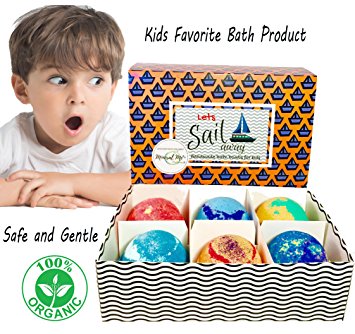 SUPER SALE!!! Kids Bath Bombs Gift Set,100% All Natural w/ Organic Shea Butter Dry Skin Moisturizer. Made in USA Large Vegan Bath Fizzies with Lush fragrance–Christmas gift for Boys,Girls, Best deal