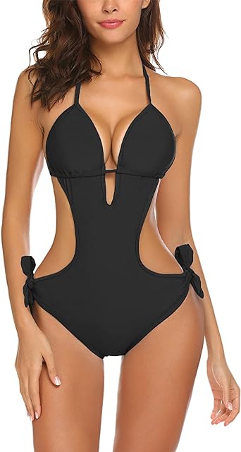 ELOVER Womens One Piece Swimsuit Sexy Monokini Cutout Ties Swimwear Beachwear S-XXL