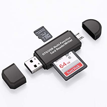 CLWHJ SD Card Reader/SD Card Adapter SD/Micro SD Card Reader/Micro OTG/USB 2.0 Multi-Function Card Reader/Writer for PC & Laptop & Smart Phones & Tablets-Black