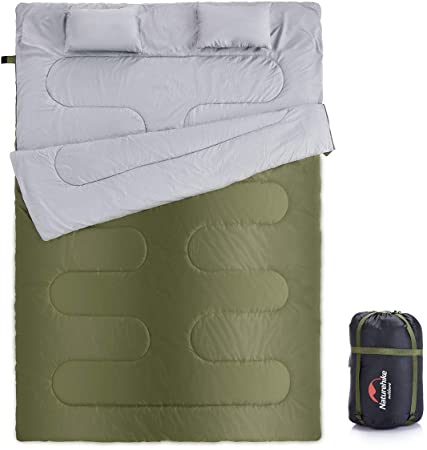 Naturehike Double Sleeping Bag for Backpacking, Camping, Or Hiking, Queen Size XL! Cold Weather 2 Person Waterproof Sleeping Bag for Adults Or Teens. Truck, Tent, Or Sleeping Pad