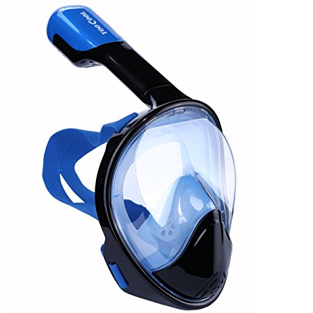 YooCool 180° View Full Face Snorkel Mask with Anti-fog and Anti-leak Technology Free Breath Design Snorkeling Mask Set For Adult and Youth