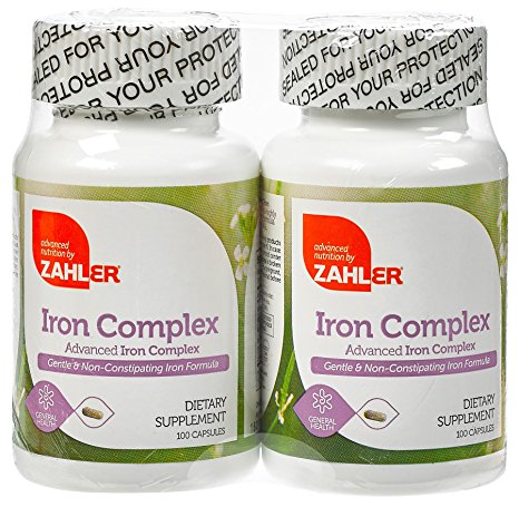 Zahlers Iron Complex, #1 Top Quality All Natural Iron Vitamin, with Ferrochel Kosher Certified, 200 Caps