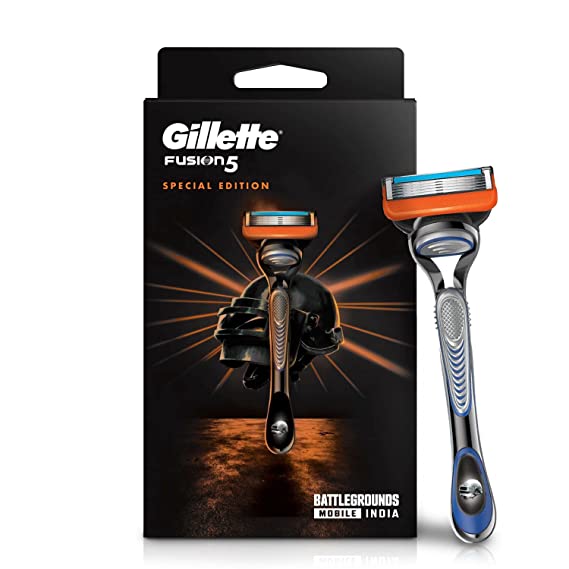 Gillette Fusion Men’s Razor For Shave & Beard Shape With Battlegrounds Mobile India (BGMI) Handle, 1pc