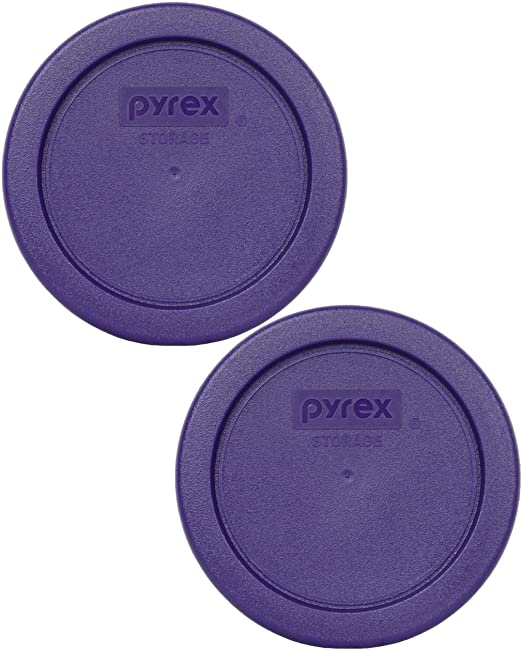 Pyrex 7202-PC Plum Purple Plastic Food Storage Replacement Lids - 2 Pack