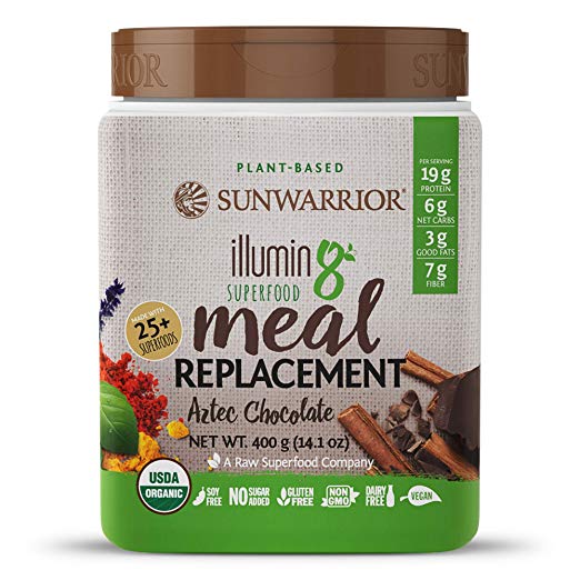 Sunwarrior - Illumin8 Plant-Based Superfood Meal Replacement, Organic, Vegan, Non-GMO (Aztec Chocolate, 10 Servings)