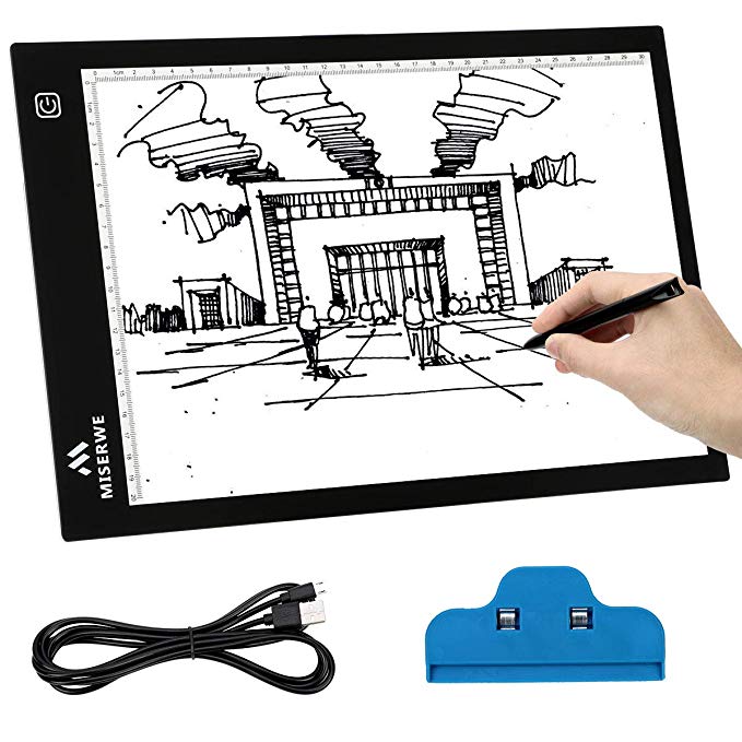 MISERWE A4 Light Table 4.7mm Ultra-Thin USB Powered Portable LED Light Box Artcraft Tracing pad for Sketching Artists Drawing Animation Stencilling X-rayViewing