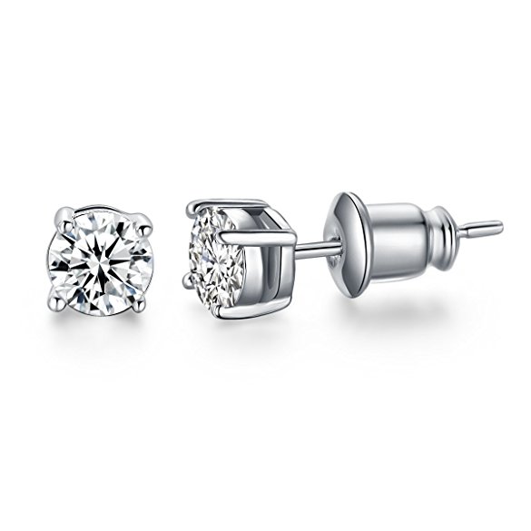 UMODE Jewelry Solitaire 0.5 Carat Round Cubic Zirconia CZ Diamond Stud Earrings 5mm