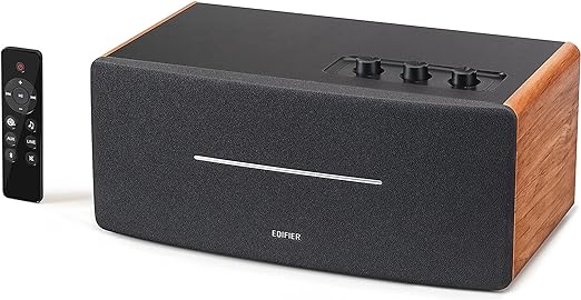 Edifier D12 Bookshelf Speaker - Integrated Desktop Stereo Bluetooth Speaker - Wireless Computer Speaker for Desktop Use- 70 Watts RMS with Subwoofer Line Out - Wooden Enclosure