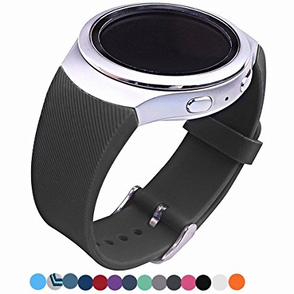 Lakvom Silicone Sport Style Watch Band for Samsung Gear S2 - Black Twill