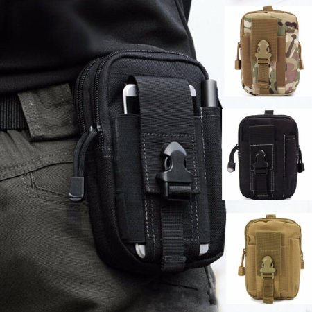 CAMTOA Multi-Purpose Poly Tool Holder EDC Pouch Camo Bag Military Nylon Utility Tactical Waist Pack Camping Hiking Pouch Black