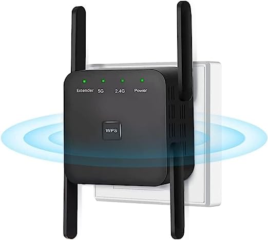 WiFi Extender, 5G 1200Mbps Dual Band WiFi Extenders Signal Booster for Home, Device Servers WiFi Booster Covers Up to 7000 Sq.ft and 20 Devices, 1200Mbps Wireless Signal Repeater with Ethernet (Black)