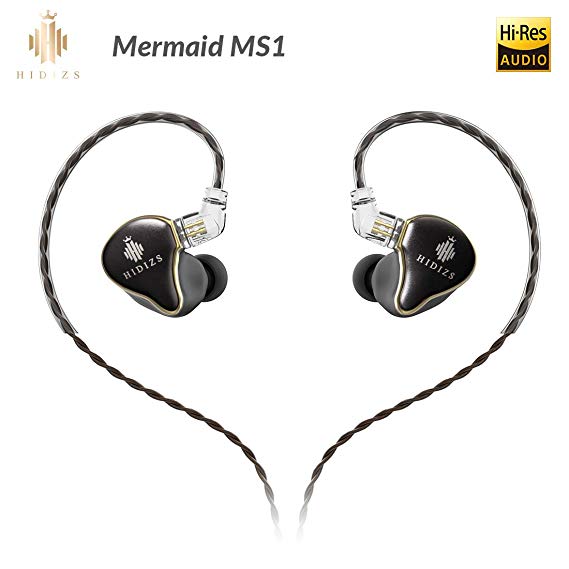 HIDIZS MS1 in-Ear Monitor Headphones, Hi Res Headphones Wired Audiophile, Dynamic Diaphragm Hi-Fi IEM Earphones with Detachable Cable (Black)