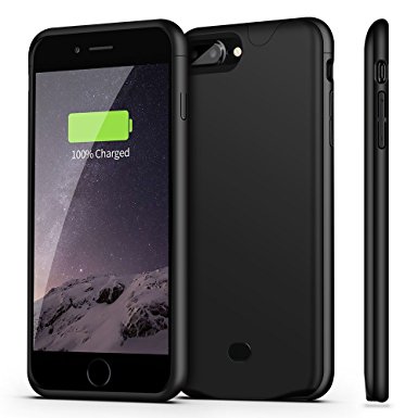 iPhone 8 Plus / 7 Plus Battery Case With Audio, Sgrice 4200mAH External Protective Battery Case for iPhone 7 Plus Battery charger Case [Ultra Slim] ( Support Lightning Headphones)-black