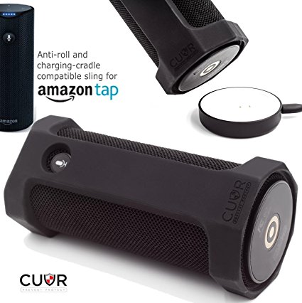 Amazon Tap Case Sling Cover [Anti-Roll] Easily Dock on Your USB Charger Cradle Base Now With The Best Bottomless Silicone Design by CUVR (Black)