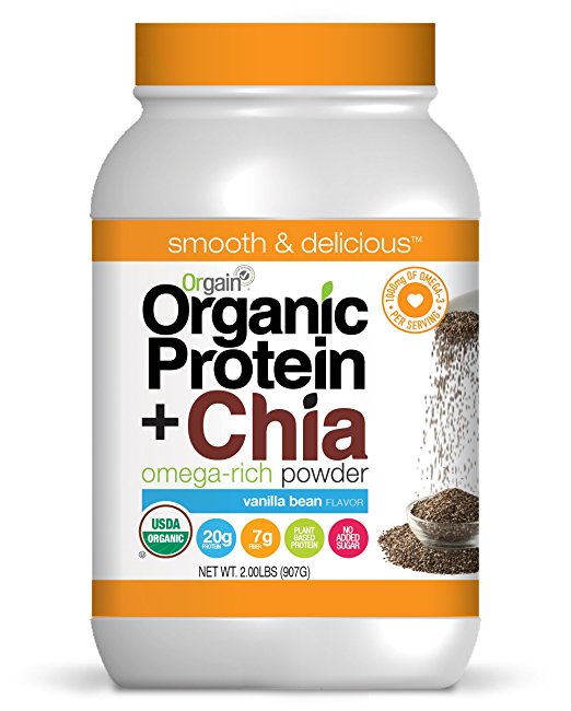 Orgain Organic Protein   Chia Vanilla Bean Powder, 2 Pound