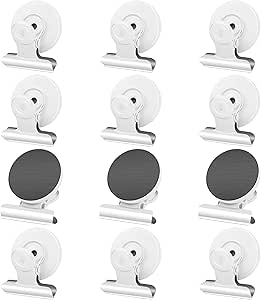 12Pack Fridge Magnets Refrigerator Magnets Magnetic Clips Heavy Duty for Fridge, Clips Magnets Whiteboard Magnets Clips Detailed List Display Paper Fasteners on Home& Office& Teaching (White, 12)