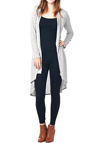 82 Days Women'S Hacci Open Front Stylish Long Cardigan - Solid