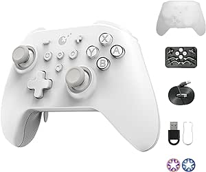 AKNES Guli Kit KK3 Max Bluetooth Controller, 4 Back Buttons,Hall Joysticks and Triggers,Maglev/Rotor/HD Vibration,1000Hz Polling Rate for Wins,Compatible with Switch/Android/iOS/macOS/Steam Deck-White