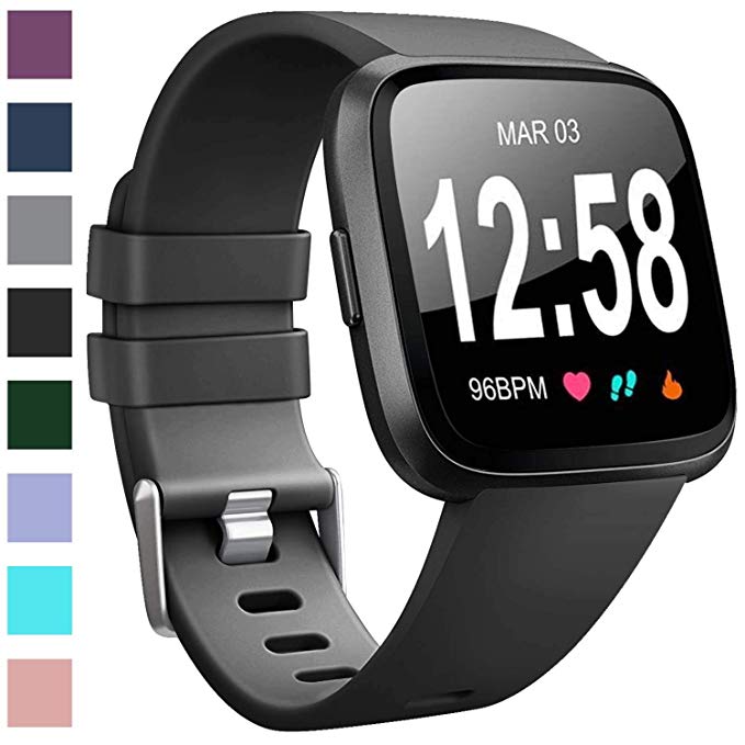 Vancle Bands Compatible with Fitbit Versa Bands for Women Men Rose Gold Silicone Wristbands for Fitbit Versa Bands/Fitbit Versa Lite Bands/Fitbit Versa 2 Bands