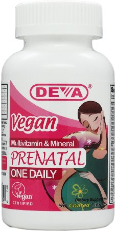 Deva Vegan Vitamins Prenatal Multivitamins, 90 Coated Tabs Bottle