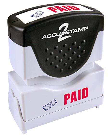 Accustamp2 Pre-Inked Message Stamp, "PAID" , 1/2" x 1-5/8" Impression, Red and Blue Ink (035535)