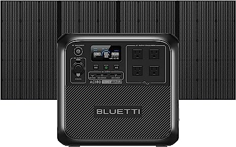 BLUETTI Solar Generator AC180 with PV350 Solar Panel Included, 1152Wh Portable Power Station w/ 2 1800W(2700W Surge) AC Outlets, LiFePO4 Emergency Power for Camping, Off-grid, Power Outage