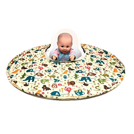 Willcome Upgrade Baby Infants Feeding Saucer Weaning Bib Foldable Highchair Cover for Home Restaurant Dinning Table