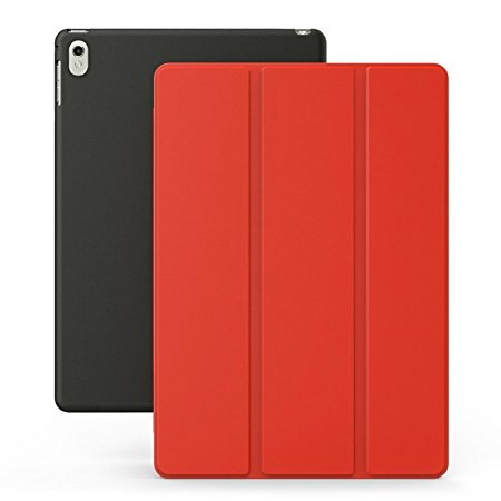 KHOMO iPad Pro 9.7 Inch Case (2016) - DUAL Red and Black Super Slim Cover with Rubberized back and Smart Feature (Built-in magnet for sleep / wake feature) For Apple iPad Pro 9.7 Tablet