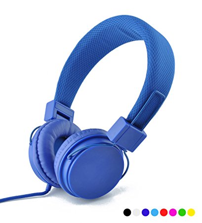 Einskey Ultra-Soft Headphones with Microphone Inline Control for Travel Running Sports Chatting Gaming Hifi Audio Lightweight Foldable Design H004 Headset for Kids Men Woman (Dark Blue)