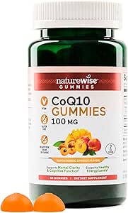 NatureWise CoQ10 Gummies 100mg - Peach Mango Flavor - Supplement for Heart Health & Antioxidant Activity - Pectin-Based Gummies, Vegan, Soy and Gluten-Free, Non-GMO - 60 Count[1-Month Supply]