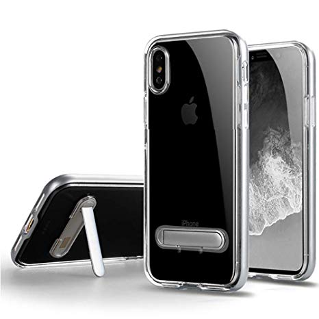 Hayder iPhone Xs Max Case, Kickstand Clear Crystal Slim Fit Dual Layer Cover