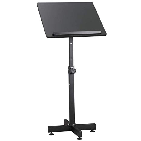 Yaheetech Height Adjustable Lectern Stand Portable Presentation Podium Church Lecture Stand Black