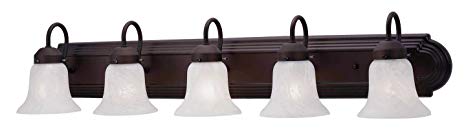 Livex Lighting 1075-07 Home Basics 5 Light Vanity Bronze with White Alabaster Glass