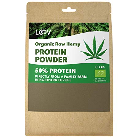 Organic Raw Hemp Protein Powder, 1kg, 50% Protein, Not Heat-Treated, All Nutrients Preserved, Delicious Nutty Flavour, Organically Grown in Nordic Climate, Plant-Based Vegan Protein Powder, non-GMO