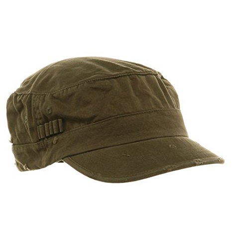 Washed Cotton Fitted Army Cap-Dark Olive W32S33F