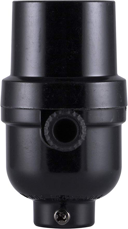 GE 18275 3 Way Phenolic Lamp Socket, Black