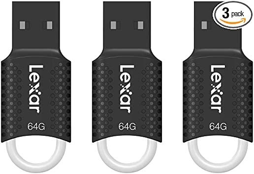 Lexar JumpDrive V40 64GB USB 2.0 Flash Drive, 3-Pack Black (LJDV040064G-B3BNU)