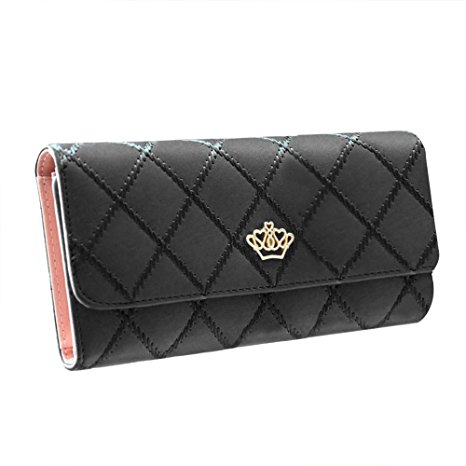 Malloom® Women Clutch Long Purse Leather Wallet Card Holder Handbag Bags (Black)