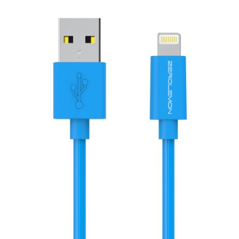 Apple MFi Certified ZeroLemon Lightning to USB Plastic PVC Cable 6 inch  15 cm  Enhanced Plastic Cap for iPhone iPod and iPad 2 Year Warranty - PVC Blue