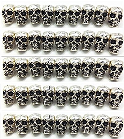 QTMY 50 PCS 4mm Macroporous Skull Spacer Beads for Jewelry Making Supplies in Bulk