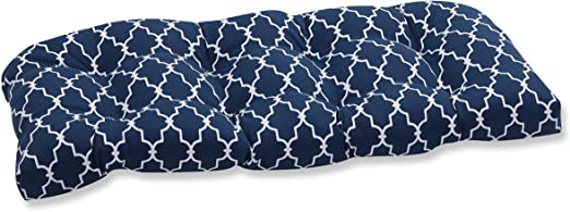 Pillow Perfect Outdoor/Indoor Garden Gate Tufted Loveseat Cushion, 44" x 19", Navy