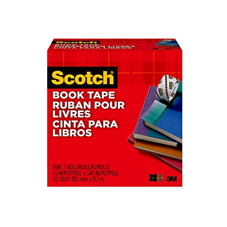 3M Scotch Transparent Book Tape, Thick, 1.5 inches (38.1 mm) x 53.7 ft (13.7 m), 845 38