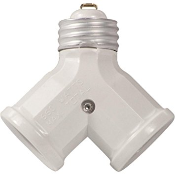 Leviton R52-00128-W 660-Watt Twin Light-Socket Adapter, White 48 Pack